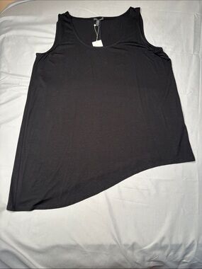 Eileen Fisher NWT Black Asymmetric Hem Tank Top Size XL
